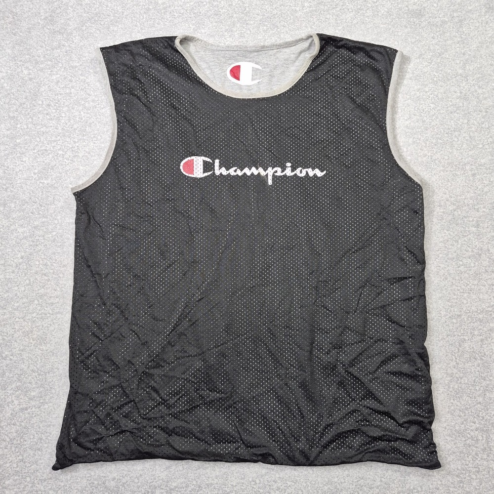 Champion Jersey Mens XL Black Double Dry Reversible Mesh Basketball Top